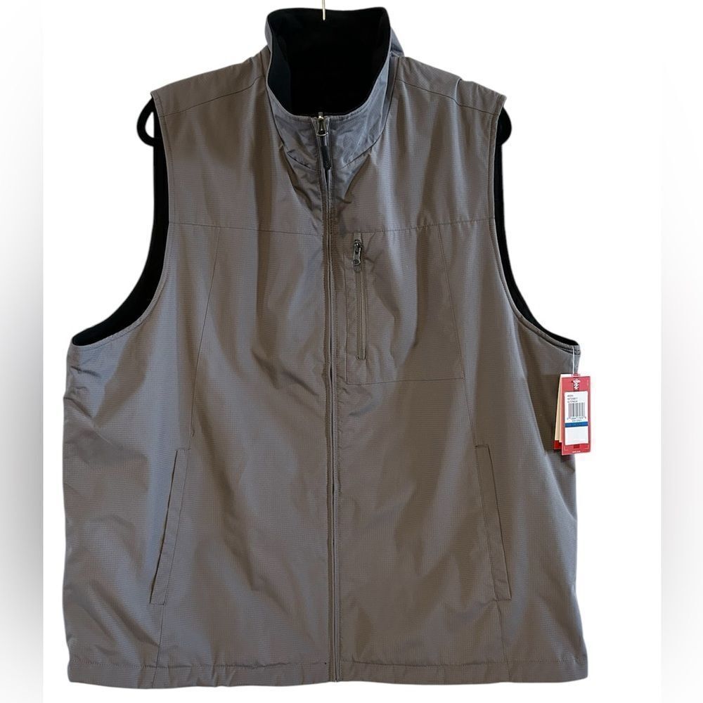 Izod Gray Black Reversible Men’s Zip Vest XL NWT